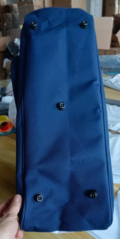 Pickleball duffel — bottom view with protective feet